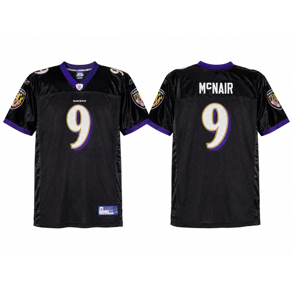 Reebok Baltimore Ravens Steve McNair 9 NFL Equipment Jersey Black Mens XXL 2XL